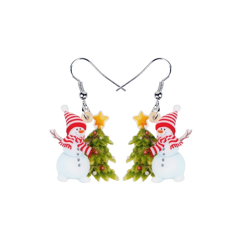 Christmas earrings - enamel snowmen / Christmas treeEarrings