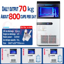 Commercial automatic ice maker - dual purpose - 70 kg / 24 hBar supply