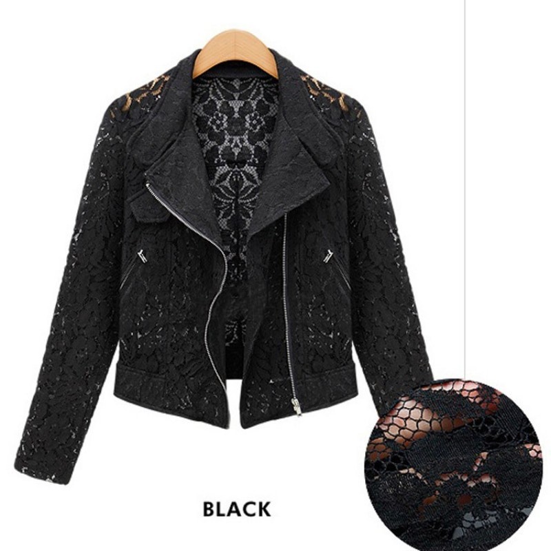 Fashion short lace jacket - with zipperJackets