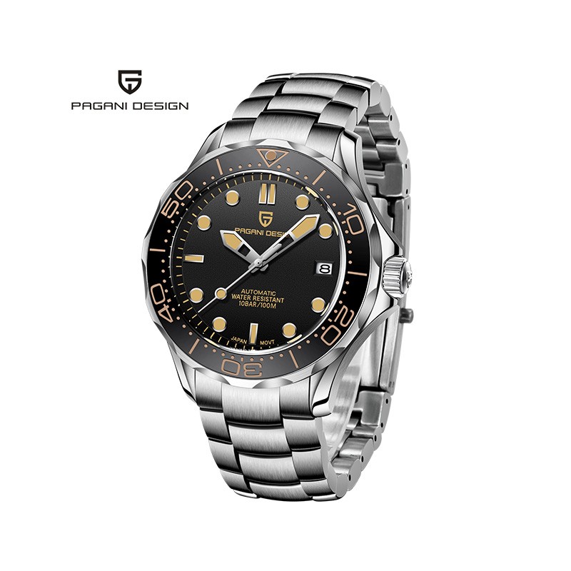 PAGANI DESIGN - fashion automatic watch - stainless steel - blackWatches