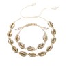 Braided rope bracelet / necklace - with metal seashells - adjustable - 2 pieces setJewellery Sets