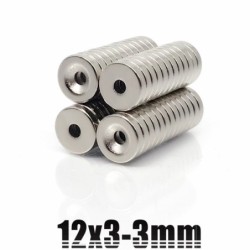 N35 - neodymium magnet - strong round disc - 12mm * 3mm - with 3mm holeN35