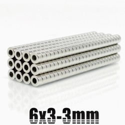 N35 - neodymium magnet - strong round disc - 6mm * 3mm - with 3mm holeN35