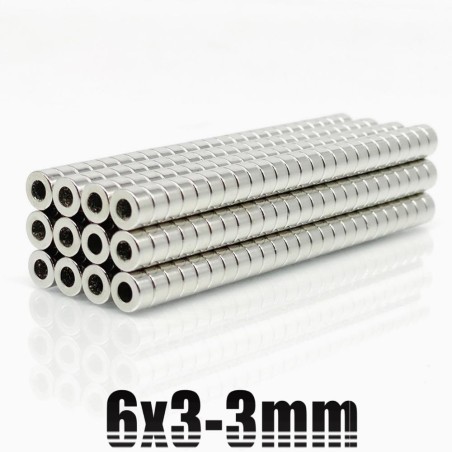 N35 - neodymium magnet - strong round disc - 6mm * 3mm - with 3mm holeN35