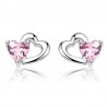 Double heart / crystals - silver earringsEarrings