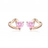 Double heart / crystals - silver earringsEarrings