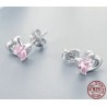 Double heart / crystals - silver earringsEarrings