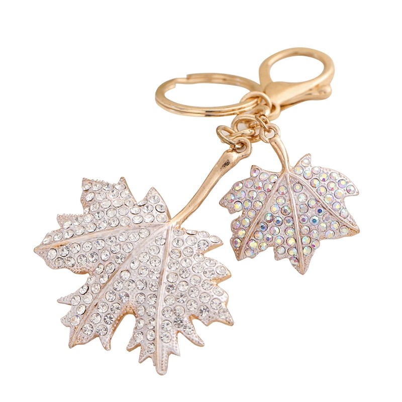 Crystal double maple leaf - keychainKeyrings