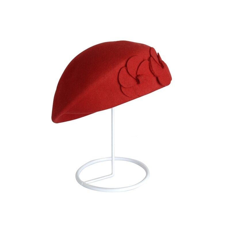 Fashionable woolen beret - with flowerHats & Caps
