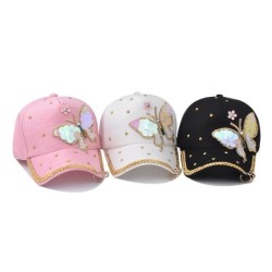 Fashionable baseball cap - crystals - pearls - sequins - butterflyHats & Caps
