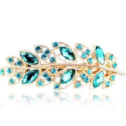 Gold leaves with crystals - hair clipHair clips