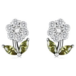 Crystal flowers shaped earrings - 925 sterling silverEarrings