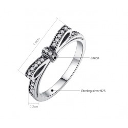 Elegant ring with crystal bowknot - 925 sterling silverRings