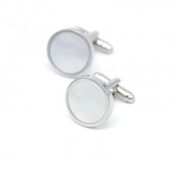Silver pearl round cufflinksCufflinks