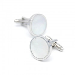 Silver pearl round cufflinksCufflinks