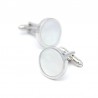 Silver pearl round cufflinksCufflinks