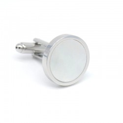 Silver pearl round cufflinksCufflinks