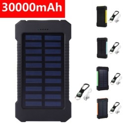 Solar power bank - dual USB - waterproof - with compass keychain - LED - 30000mAhPower Banks