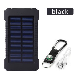 Solar power bank - dual USB - waterproof - with compass keychain - LED - 30000mAhPower Banks