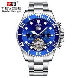 TEVISE - elegant automatic watch - stainless steel - waterproof - silver / blueWatches
