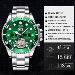 TEVISE - elegant automatic watch - stainless steel - waterproof - gold / blackWatches