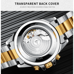 TEVISE - elegant automatic watch - stainless steel - waterproof - gold / blackWatches