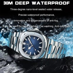 POEDAGAR - elegant Quartz watch - waterproof - stainless steel - greenWatches