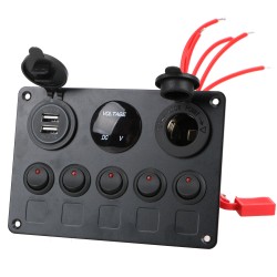 Rocker switch panel - waterproof digital Voltmeter - for car - boat - truck - 12V - USB - LEDElectronics & Tools