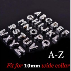 Dogs / cats collar - with crystal name and charm - customCollars & Leads