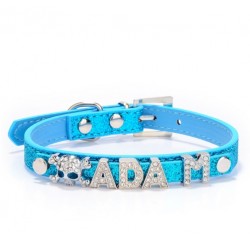 Dogs / cats collar - with crystal name and charm - customCollars & Leads