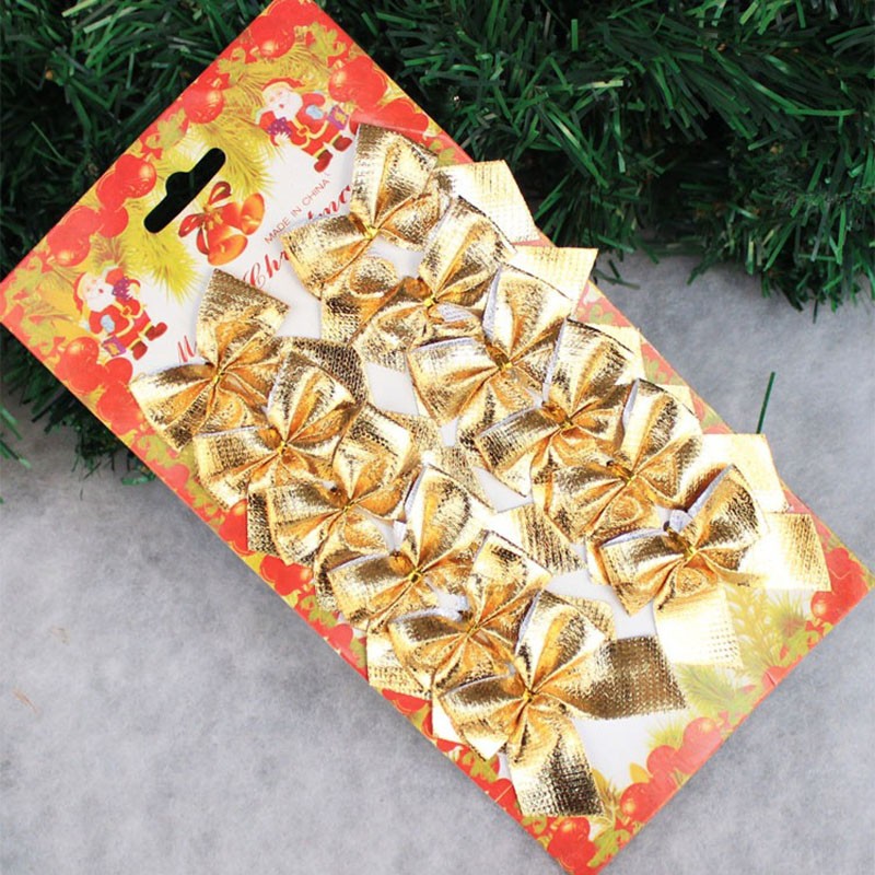 Decorative Christmas tree bowknots - 12 piecesChristmas