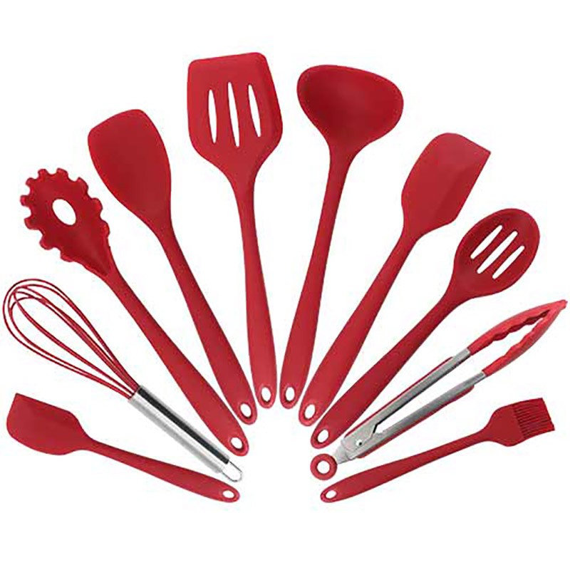 Silicone kitchen utensils - non-stick - 10 piecesCutlery