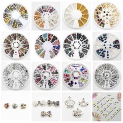 Nail art decoration - wheel with rivets / sea style / rhinestonesNail stickers