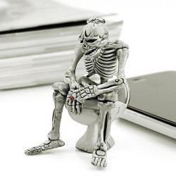 Skeleton sitting on the toilet - rubber keychainKeyrings