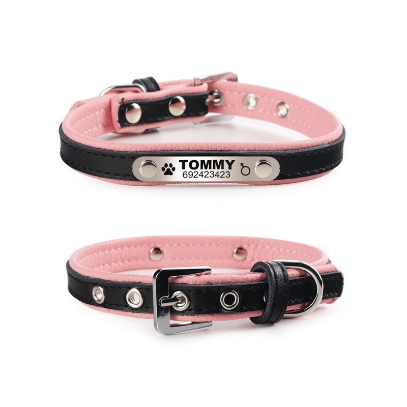 Dogs / cats collar - ID Tag - personalized - engraved - leatherCollar & Leads Dogs / cats collar - ID Tag - personalized - engraved - leatherCollar & Leads
