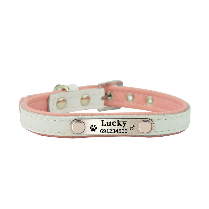 Dogs / cats collar - ID Tag - personalized - engraved - leatherCollar & Leads Dogs / cats collar - ID Tag - personalized - engraved - leatherCollar & Leads