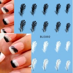 Black / white feathers - nail stickers - nail art - 20 piecesNail stickers