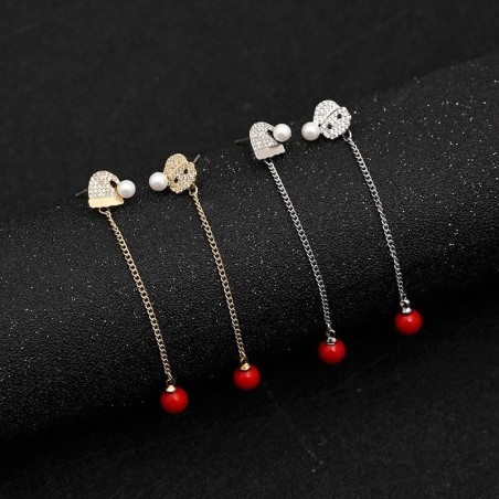 Long Christmas earrings - with crystals - snowman / hat / pearlEarrings