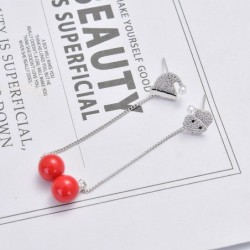 Long Christmas earrings - with crystals - snowman / hat / pearlEarrings