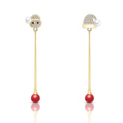 Long Christmas earrings - with crystals - snowman / hat / pearlEarrings