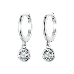 Hoop earrings with round white crystal - 925 sterling silverEarrings