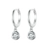 Hoop earrings with round white crystal - 925 sterling silverEarrings