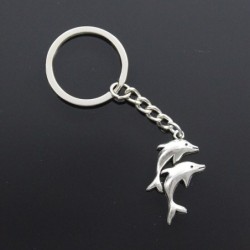 Silver keychain - with double dolphinsKeyrings
