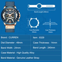 CURREN - luxury Quartz watch - leather strap - waterproofWatches
