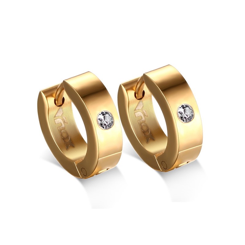 Small hoops earrings - with zirconia - stainless steelEarrings