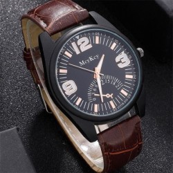 Fashionable Quartz watch - with leather bracelet - setWatches