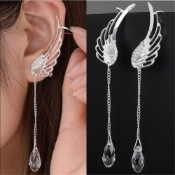 Long earrings with crystal angel wings - clipsEarrings