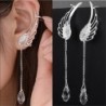 Long earrings with crystal angel wings - clipsEarrings