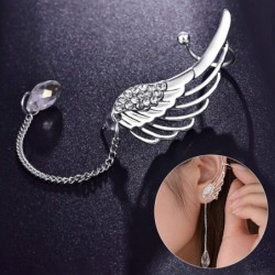 Long earrings with crystal angel wings - clipsEarrings