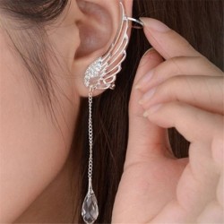 Long earrings with crystal angel wings - clipsEarrings